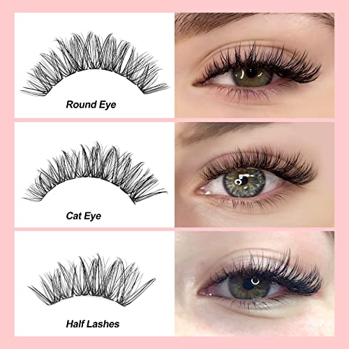 Eyelash Extensions Kit 300 Pcs Lash Clusters Individual Lashes with Strong Hold Lash Bond and Seal and Cluster Eyelashes Applicator Tool (20D/30D/40D)