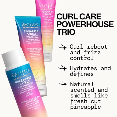 Pacifica Pineapple Curls 3-Step Hair Care Kit - 20 Fl Oz, Pack of 3