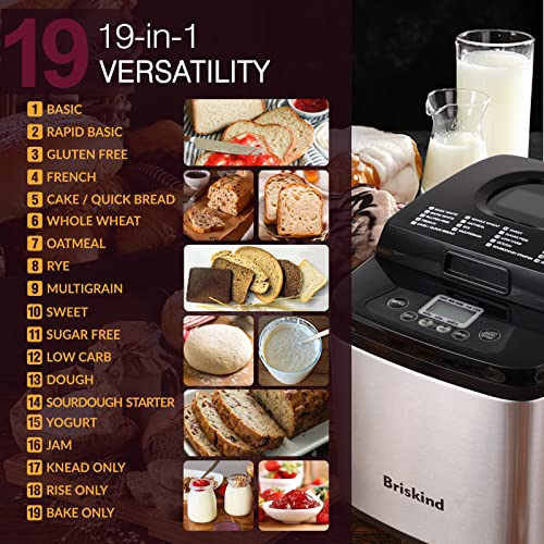Stainless Steel Compact Bread Maker Machine 1.5 lb, 19 Programs, Carrying Handle