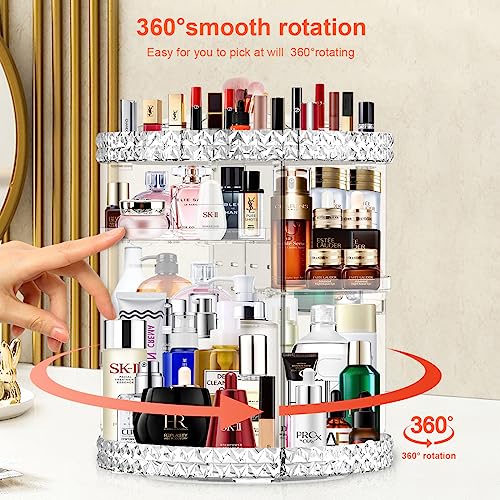 360° Rotating Makeup Organizer with Adjustable Layers - Clear A-Clear