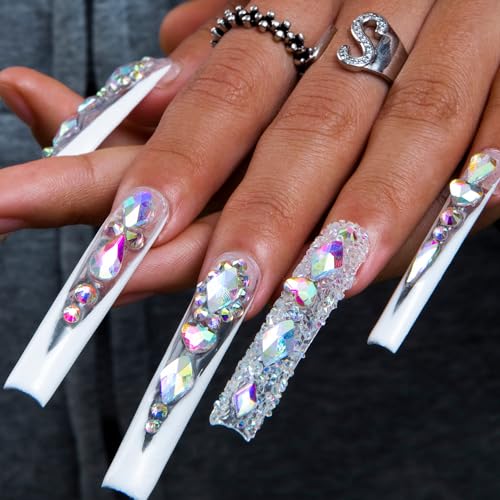 Press On Nails Candy Diamonds & White French Tip - Variation of THIS listing