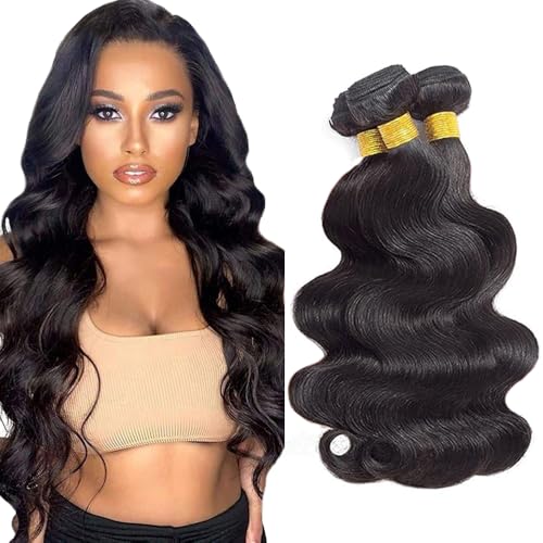 Shoaiye Unprocessed Brazilian Virgin Human Hair Bundles 14-18 Inch Black Body Wave 3 Pack