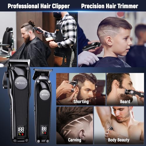 Cordless Hair Clippers for Men - Professional Trimmer Set with Detachable Blades & Charging Stand