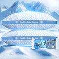 Blue Double Sided Cooling Pillow Set of 2 Queen Size - Adjustable Gel Memory Foam for Hot Sleepers