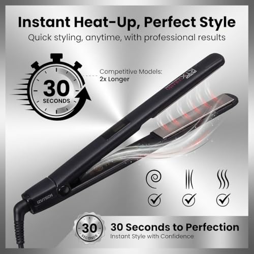 Professional Titanium Flat Iron 1 Inch Hair Straightener with Adjustable Heat up to 450°F, Dual Voltage