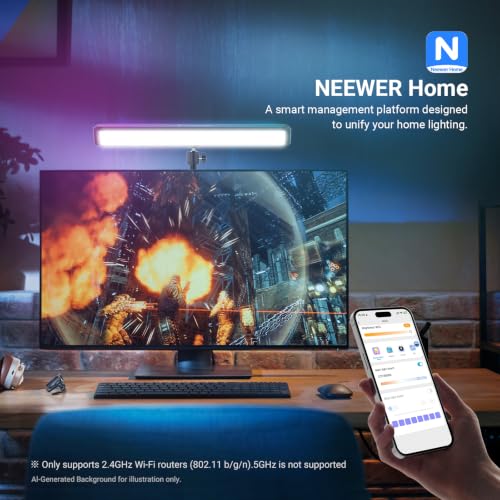 NEEWER Dual Sided RGB LED Desk Light with Smart Control and Voice Activation