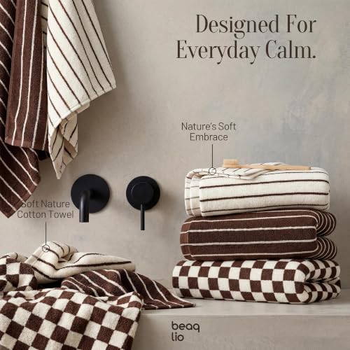 Brown Cotton Hand Towel Set - 3 Pieces, Soft & Absorbent Bathroom Towels