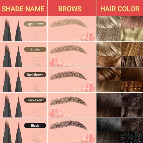Microblading Eyebrow Pen - 2-in-1 Dual-Ended Eyebrow Pencil with Micro-Fork Tip & Precise Brush-Tip for Natural, Long Lasting Brows - Dark Brown