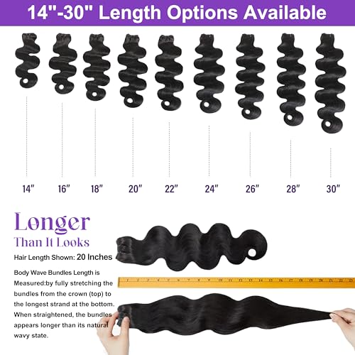 Natural Color 18 Inch Human Hair Body Wave Bundles - 16A Remy Virgin Hair, 3X Longer Lifespan