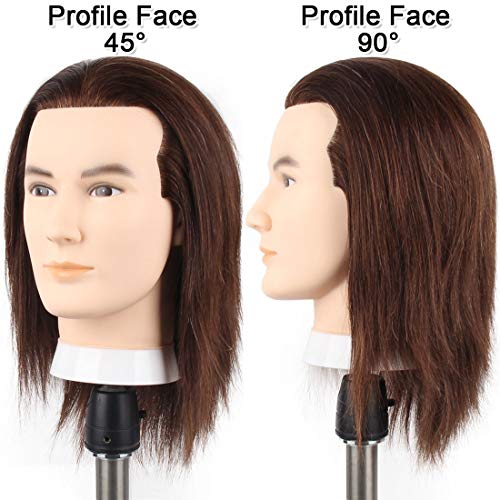 Male Mannequin Head with 100% Human Hair for Hairdressing Training, Styling & Practice