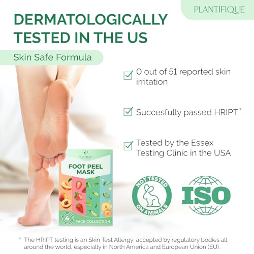 Foot Peeling Mask 4 Pairs - Dermatologically Tested Callus Remover for Men & Women - Mix / 1 Pack of 4
