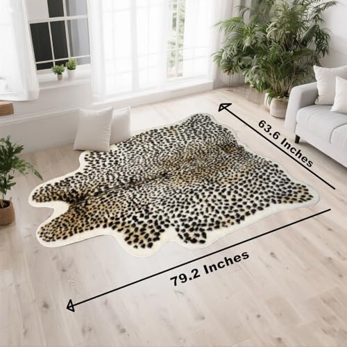 Asuprui Faux Leopard Rug 6'7" x 5'4" – Realistic Cheetah Print Area Rug, Bedroom Decor