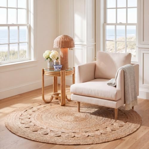 SAFAVIEH 6' Natural Fiber Jute Round Rug Farmhouse Style NF364A