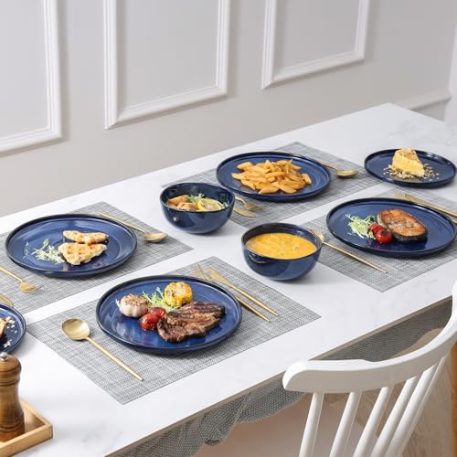 Vicrays Blue Ceramic Dinnerware Set for 4 - 12 Pieces, Service for 4