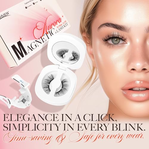 Magnetic Eyelashes with Applicator - Reusable Natural Look, No Glue - A14
