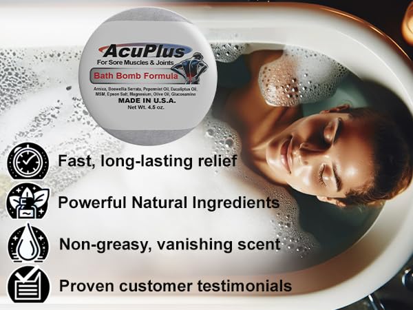 AcuPlus Muscle Relaxing Bath Bombs for Sore Joints & Recovery - Pack of 6