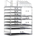 Cq acrylic Clear Makeup Storage Organizer Drawers Skin Care Large Cosmetic Display Cases Stackable Storage Box With 11 Drawers For Dresser 1 Pack