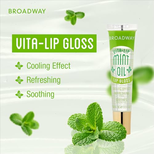 Ruby Kisses Broadway Vita-Lip Clear Lip Gloss (Mint Oil 12 Pack), Ultra-Hydrating & Soothing Formula with Vitamin Oils, High-Shine Non-Sticky Finish, Nourishing Glossy Lip Balm With Cooling Effect