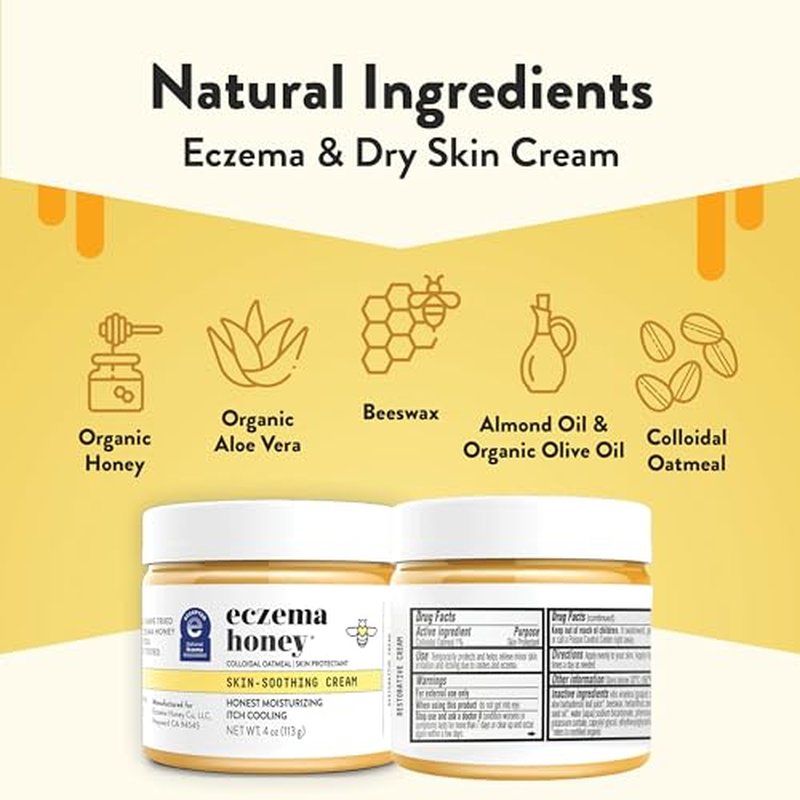 ECZEMA HONEY Original Skin-Soothing Cream & Oatmeal & Lavender Soap - Bundle for Sensitive Dry & Skin - Cruelty Free