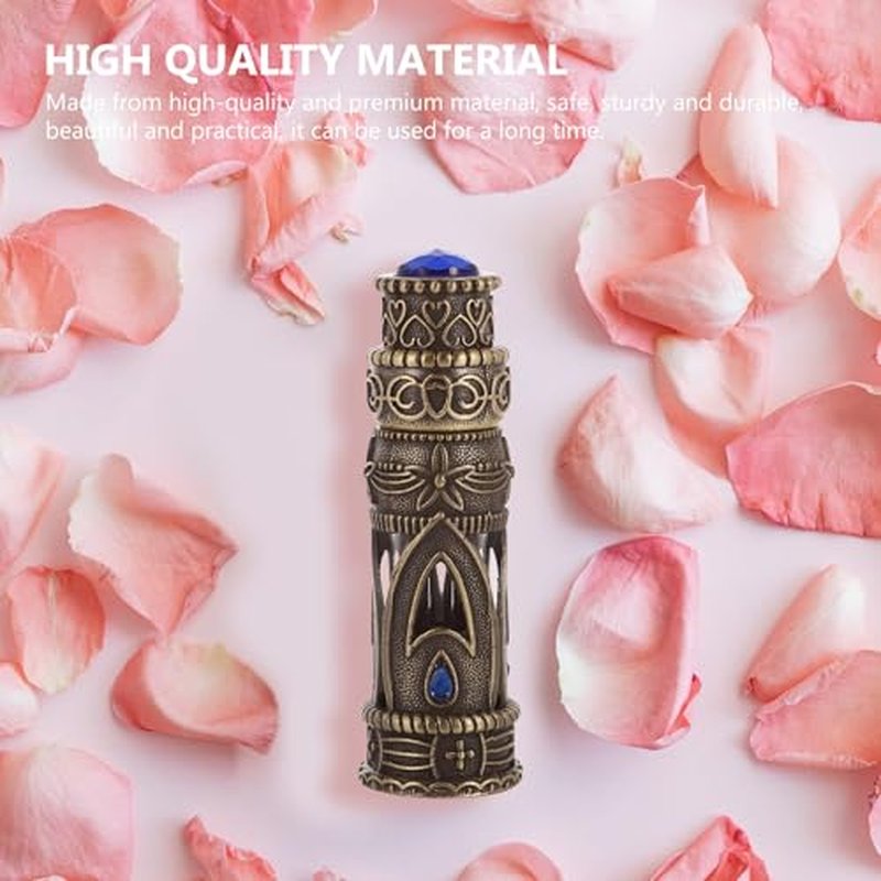 Beaupretty Dubai Perfume Bottle Empty Glass Refillable Vintage Style Perfume Storage Bottle 3.14X1.88X0.94 Inch Middle East Attar Container for Essential Oils