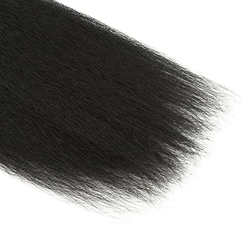 HeumHrn 16-Inch Natural Black Yaki Straight Human Hair Bundles 3-Pack