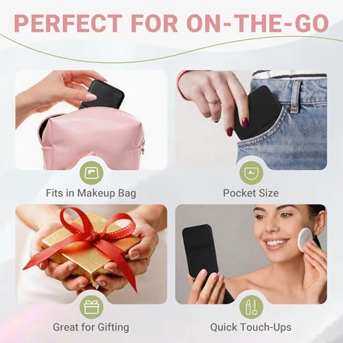 PJPSAA All Black 18 Pack Compact Folding Pocket Mirrors for Travel & Gift