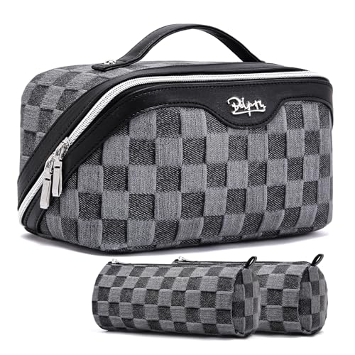 Travel Makeup Bag Cosmetic Organizer Set - Black D-2 - 3 Pieces