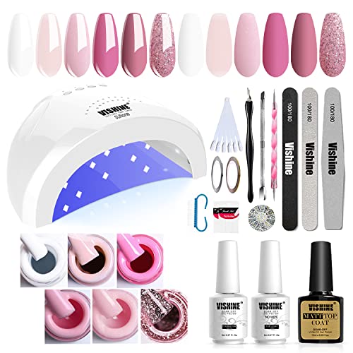 Vishine Gel Nail Polish Starter Kit with 48W SunOne UV LED Lamp - Variation #001