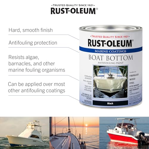 Marine Antifouling Paint for Boat Bottoms - Flat Black, 110 sq ft Cover, Copper Release