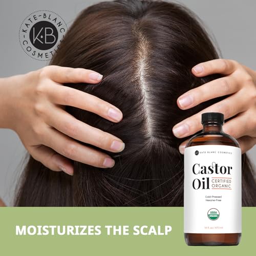 Organic Castor Oil 16oz for Hair, Brows & Skin - Cold Pressed, USDA Certified - Pack of 1
