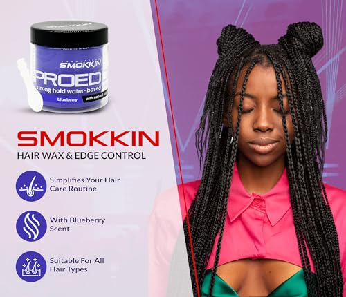 INNOVATION SMOKKIN Smokkin Pro Edge Hair Styling Gel Blueberry 16 fl oz - Strong Hold, Alcohol-Free, Water-Based Pomade for Men & Women