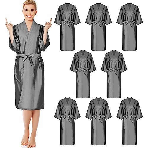 Leumoi 8 Pcs Gray Salon Robes Hair Capes with Pockets for Women & Clients
