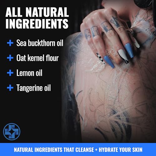 Saniderm Face & Body Bar, Cleansing Soap with Citrus Scent (1 Bar) ? Hydrates and Heals Tattoos With Nourishing Sea Buckthorn Oil + Omega 7