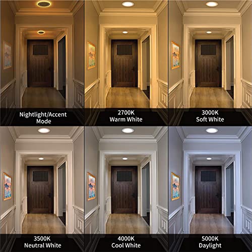 Meconard 6 Inch 5CCT LED Recessed Light with Night Light - White, 12 Pack