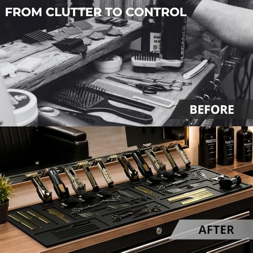 HAPPYPOSH Magnetic Barber Mats – Modular 7-Piece Tool Organizer with Strong Magnets, Extra Large, Professional Workstation Mat