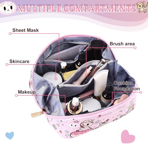 Pink Unicorno PU Leather Travel Makeup Pouch for Women - Tokidoki