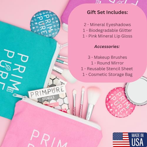 Prim and Pure Kids Makeup Gift Set - Unicorn Pink, Eyeshadow, Lip Gloss & Mirror