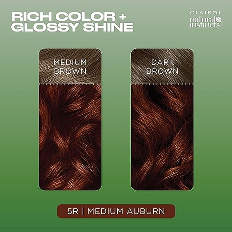 Clairol Natural Instincts Demi-Permanent Hair Dye, 5R Medium Auburn Hair Color, Pack of 1