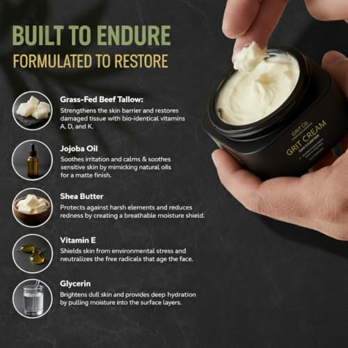 Grass-Fed Beef Tallow Face Moisturizer for Men - 3.4 oz Unscented Skin Care