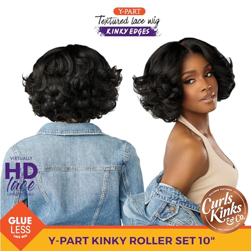Kinky Edges Wig Set - 10 Inch Synthetic Kinky Roller Style in 1B Off-Black - Sensationnel