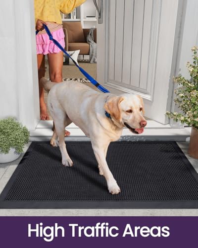 DEXI Heavy Duty Rubber Door Mat Black Cone Nubs 36x48 Outdoor Entrance
