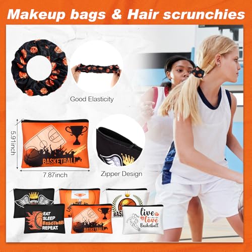 Basketball Themed Gift Set with 12 Makeup Bags & Accessories - Orange