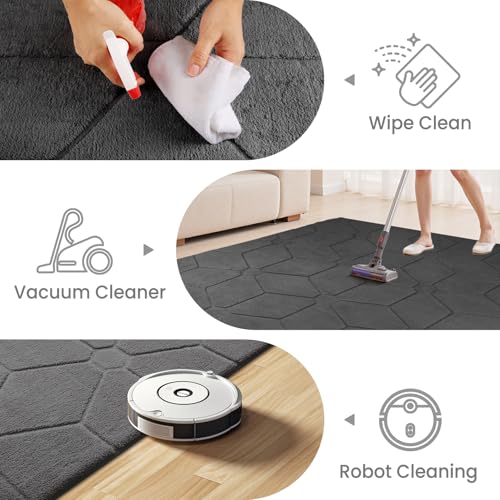 Dark Grey 6x9 Area Rug for Living Room & Bedroom - Soft Non-Slip Carpet