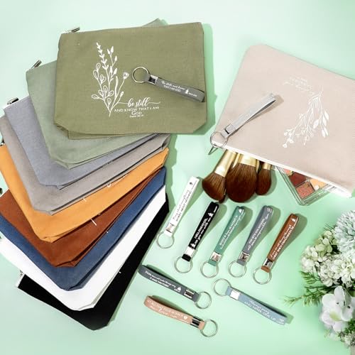 Boho Color Christian Gift Set - Inspirational Bible Keychains & Makeup Bags, 40pcs