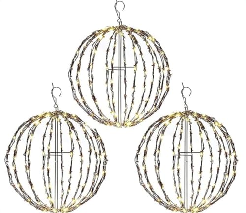 12 Inch Outdoor/Indoor LED Christmas Light Balls 3 Pack - Waterproof & Long-Lasting