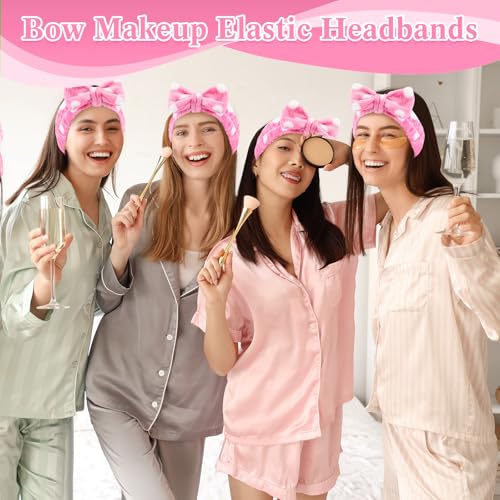 Pink Spa Headbands Bulk Dots Style with Removable Bow - 50 Pcs