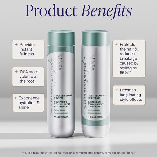 Kenra Platinum Truly Thickening Conditioner 8.5 Fl Oz – Volumizing, Sulfate-Free, Color-Safe for Fine & Thin Hair