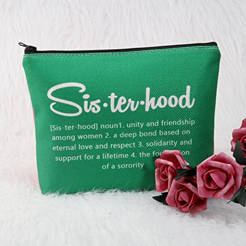 POFULL Pink and Green Sorority Graduation Bag - Greek Paraphernalia Cosmetic Bag Sisterhood Gift (Pink and green bag)