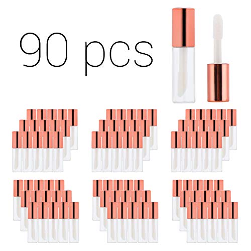 YIPINER 90 Pack Rose Gold Clear Lip Gloss Tubes 1.2ML DIY Makeup Containers