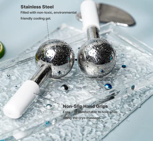 VRAIKO Ice Globes & Gua Sha Set - White Facial Cryo Tools for Dark Circles Puffiness